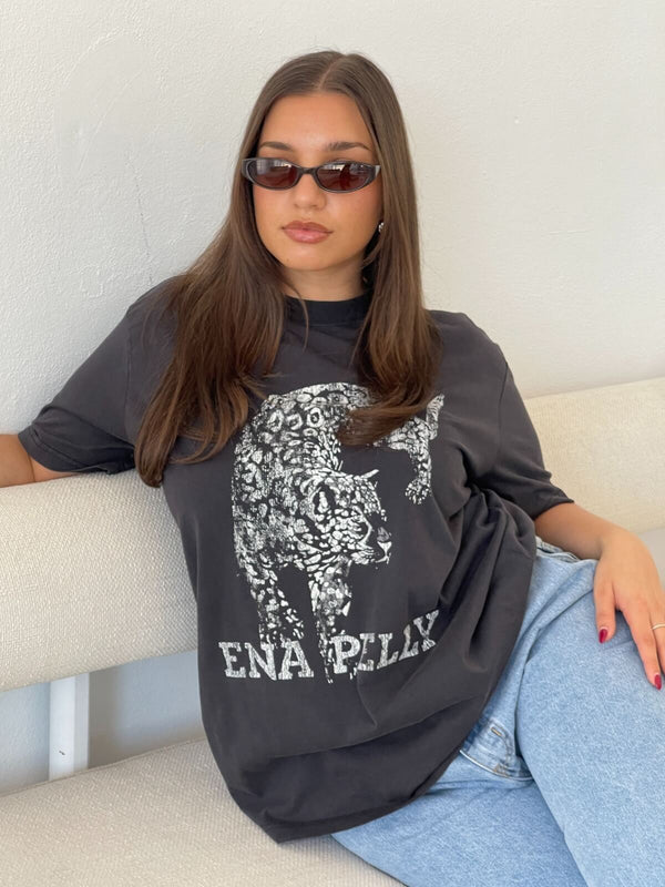 Perlu Crawling Leopard Tee - Vintage Black