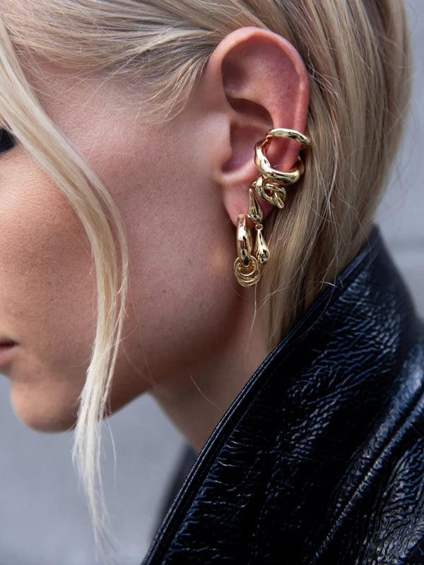 Perlu Double Droplet Studs: Brass + 18K Gold Plating