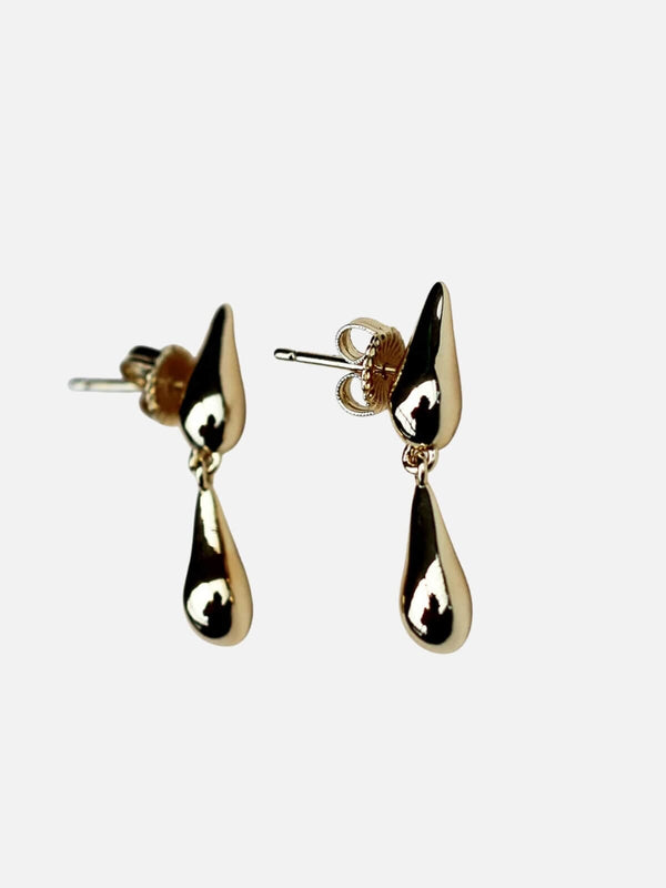 perlu Double Droplet Studs: Brass + 18K Gold Plating