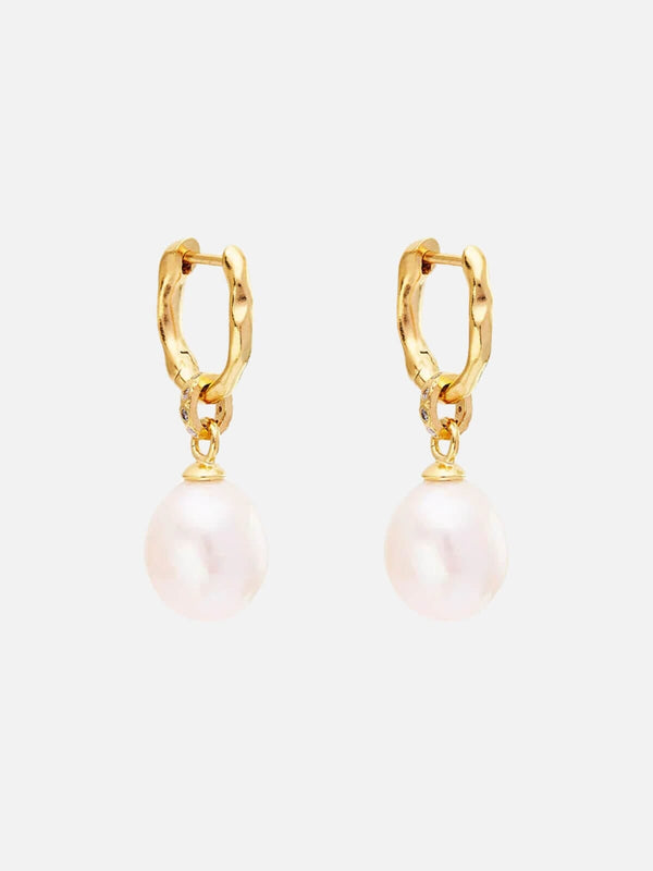 perlu Embrace Stillness Pearl Hoops - Gold