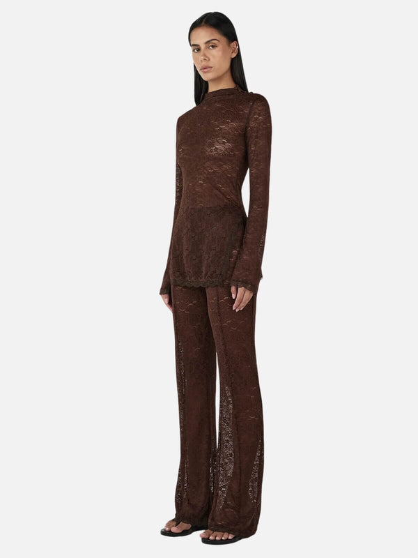 Perlu Evangeline Lace Pant - Chocolate