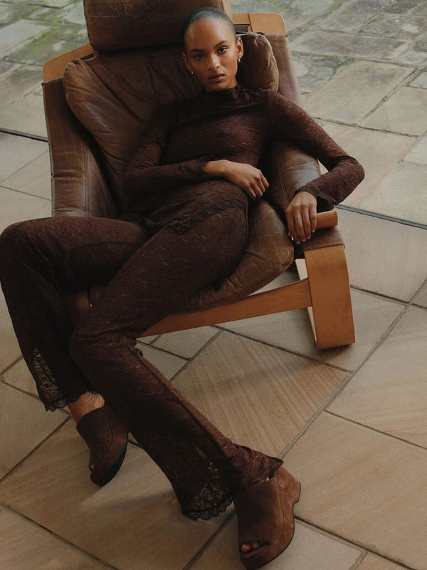 Perlu Evangeline Lace Pant - Chocolate