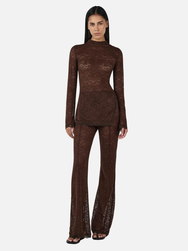 Perlu Evangeline Lace Pant - Chocolate