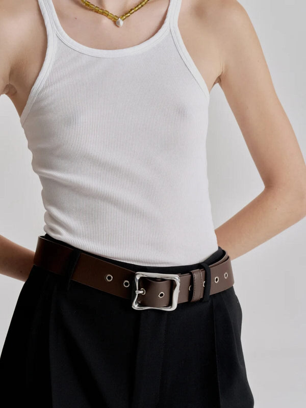 Perlu Everyday Buckle Belt - Chocolate/Silver
