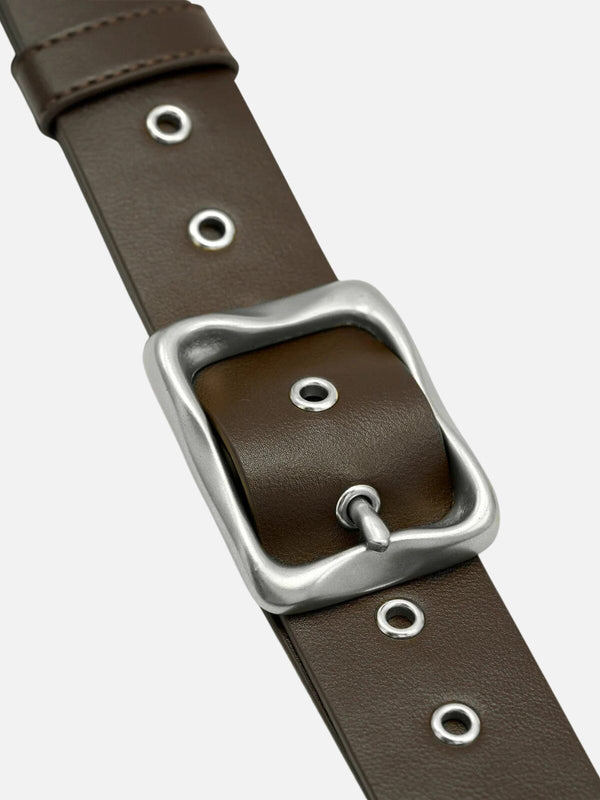 Perlu Everyday Buckle Belt - Chocolate/Silver