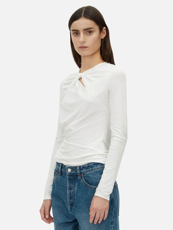 Perlu Felton Knot Long Sleeve Tee - Soft White