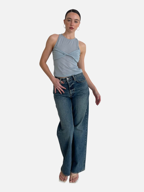 perlu Halsey Mesh Top - Blue