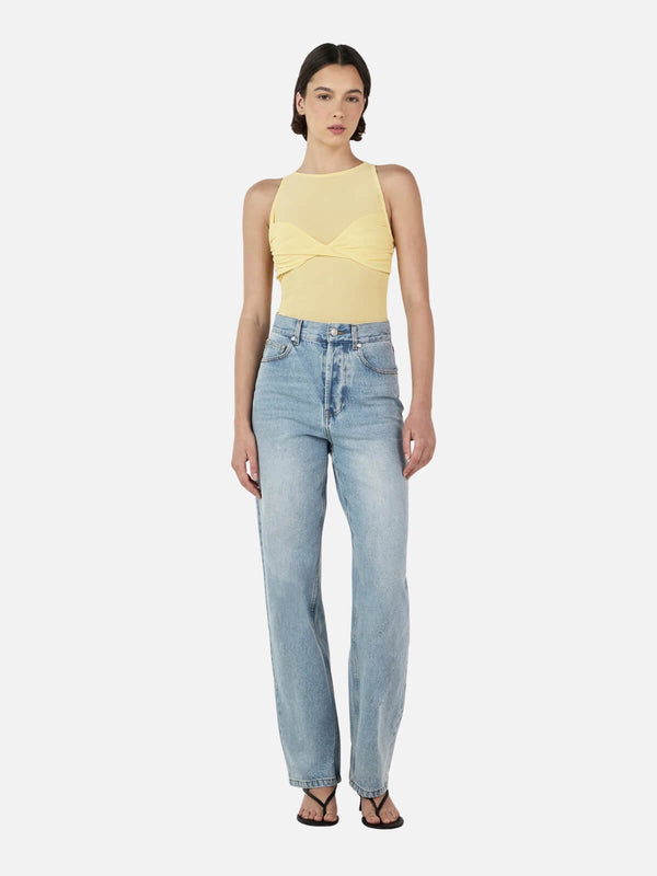 perlu Halsey Mesh Top - Lemon