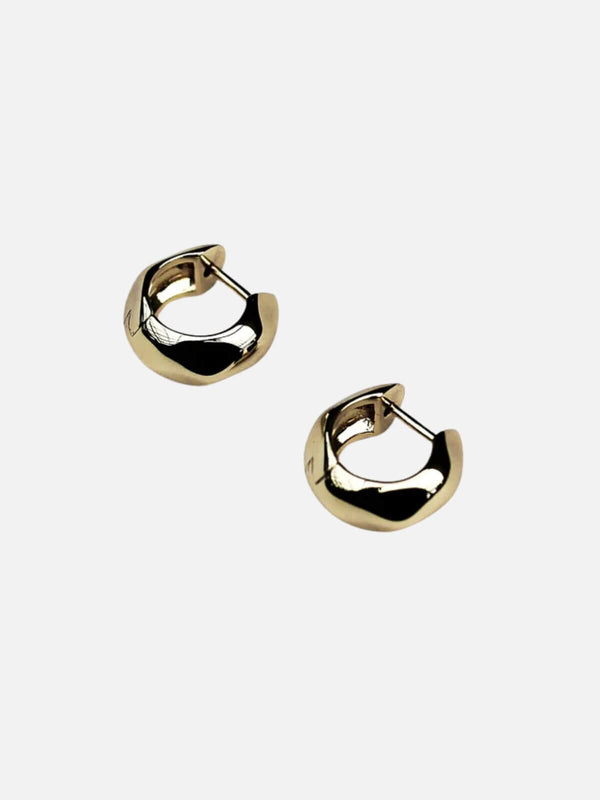 Perlu Hammered Huggies: Brass + 18k Gold Plating