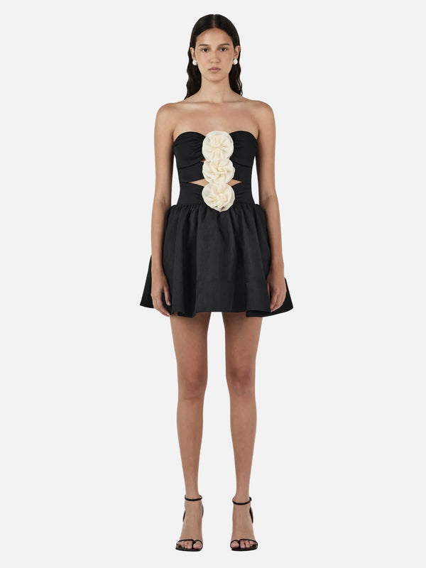 perlu Jacquie Mini Dress - Black/Cream