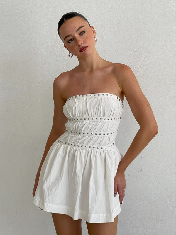 Perlu Jenny Studded Mini Dress - Ivory