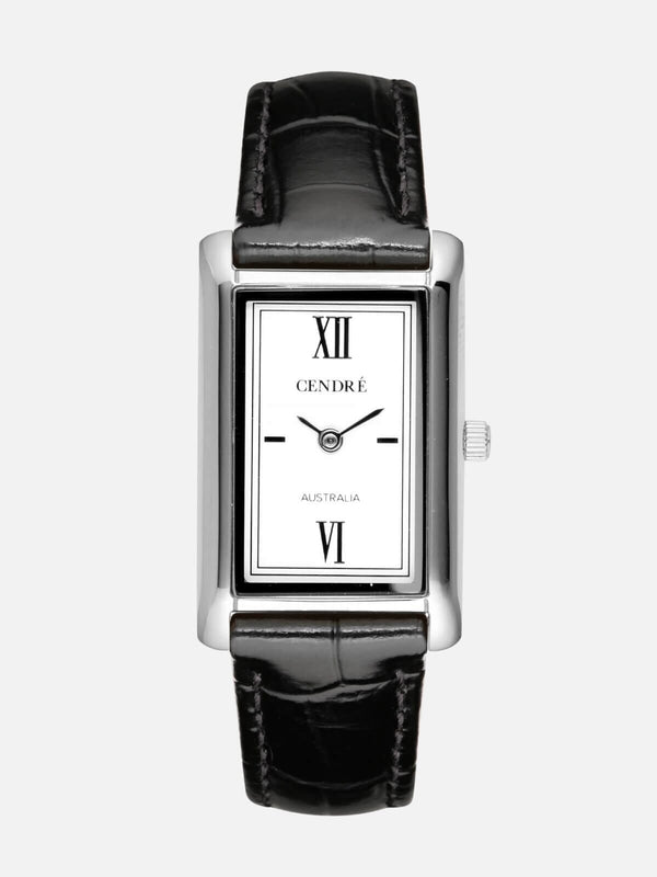 perlu Kelly Watch - Silver Black Croc