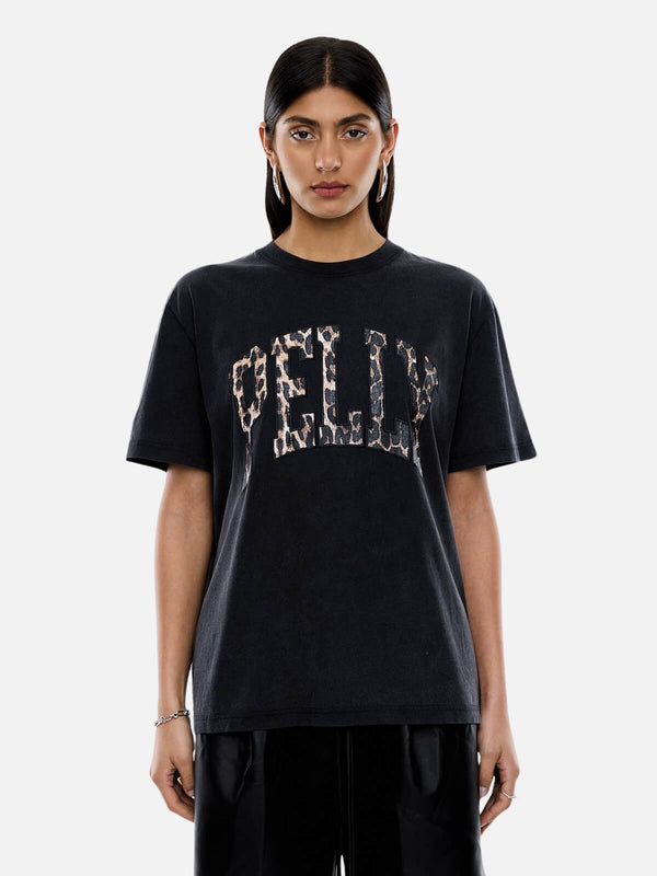 Perlu Leopard Collegiate Tee - Vintage Black