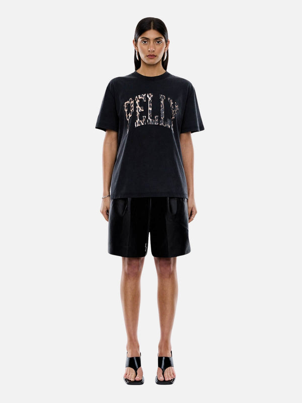 perlu Leopard Collegiate Tee - Vintage Black
