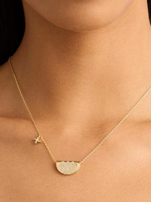 Perlu Live In Light Lotus Necklace - Gold