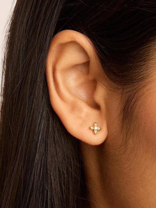 Perlu Live In Light Stud Earrings - Gold