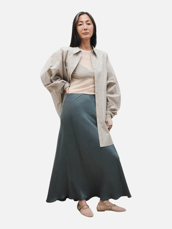 perlu Long Bias Cut Skirt - Slate
