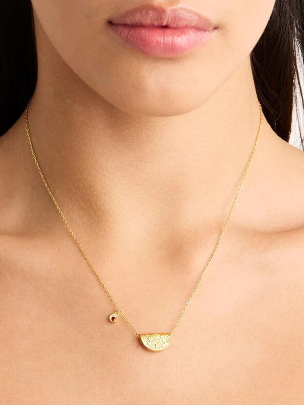 Perlu Lotus Birthstone Necklace - July | Ruby - Gold