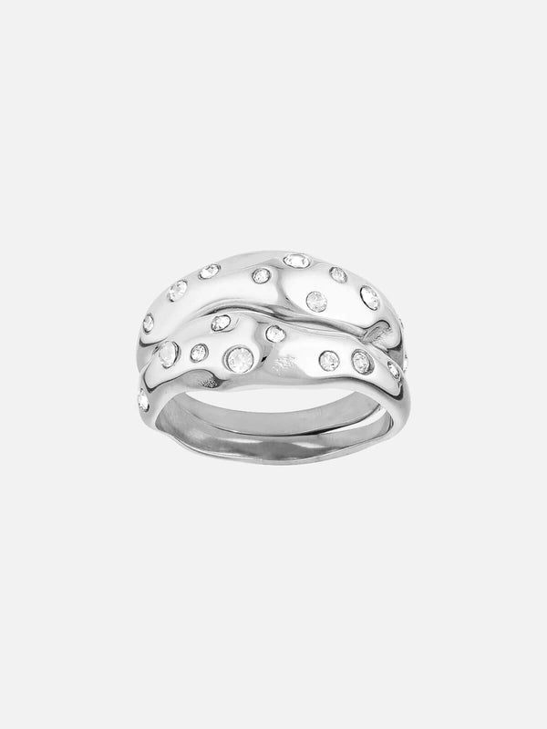 perlu Mali Ring Set - White Gold/Clear