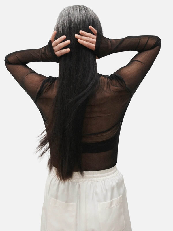 Perlu Mesh Long Sleeve Top - Black