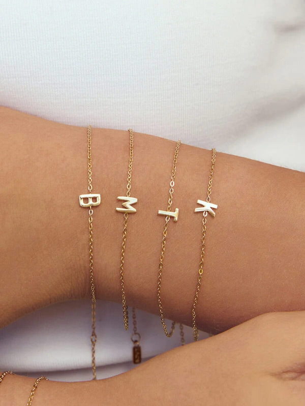 Perlu Mini Initial Bracelet - Gold