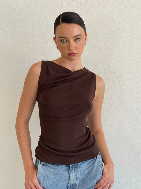 Perlu Monet Knit Top - Coffee