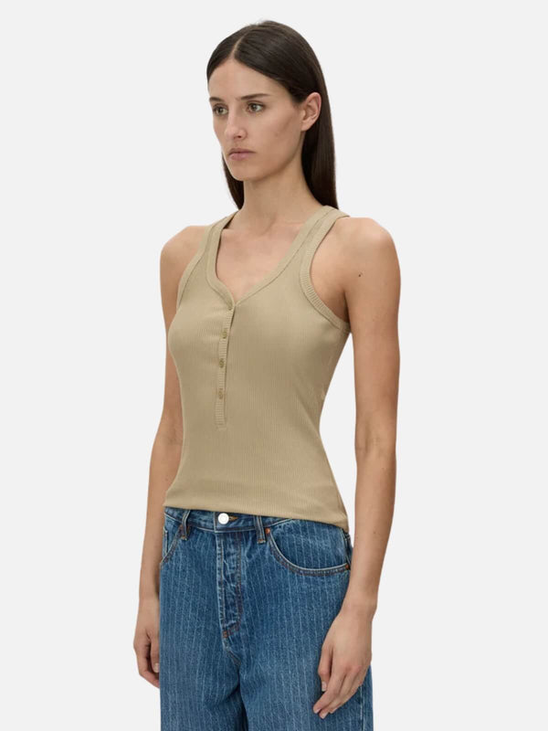 Perlu Nora Button Down Tank - Sepia