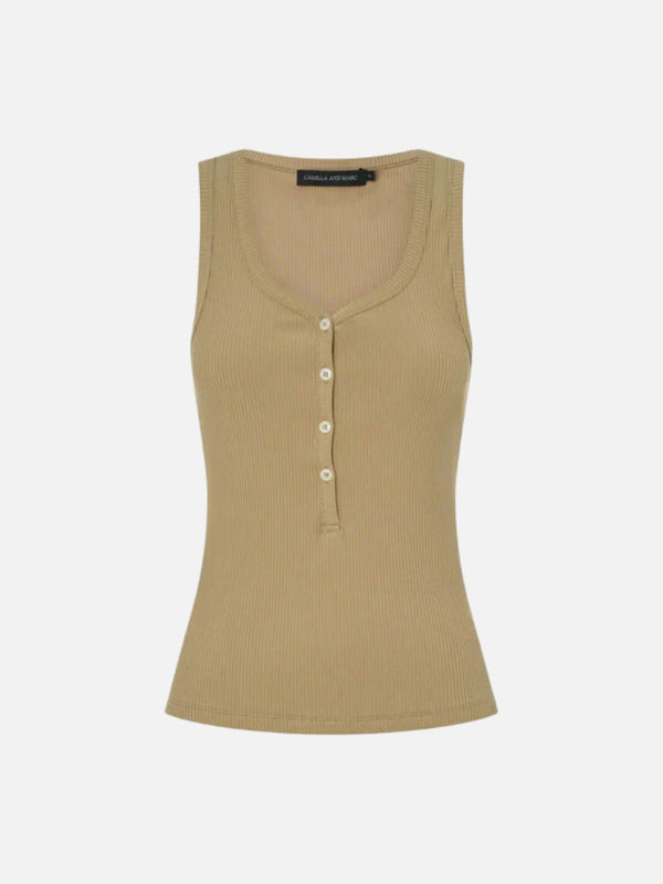 Perlu Nora Button Down Tank - Sepia