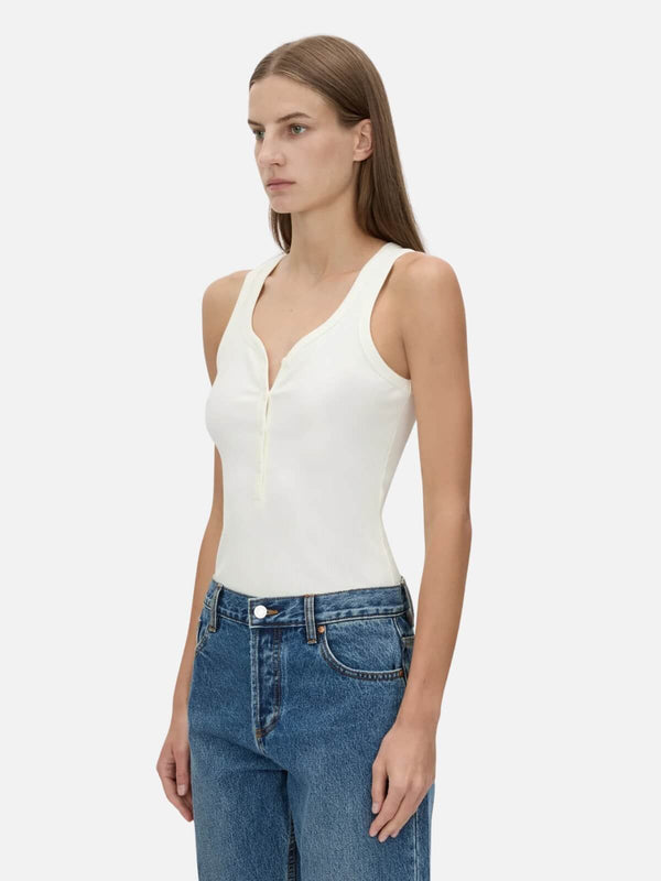 Perlu Nora Button Down Tank - Soft White