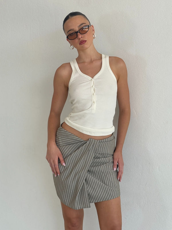 Perlu Nora Button Down Tank - Soft White
