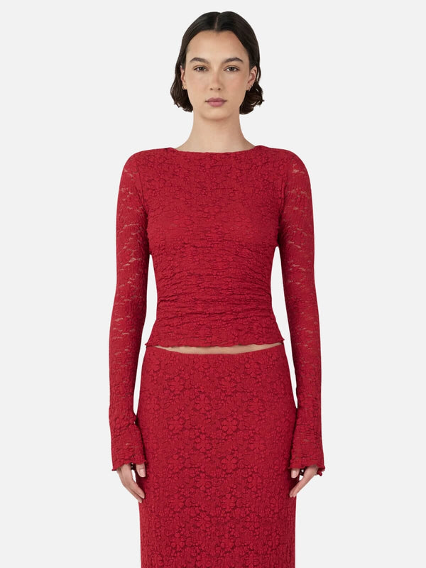 perlu Olive Top - Tango Red