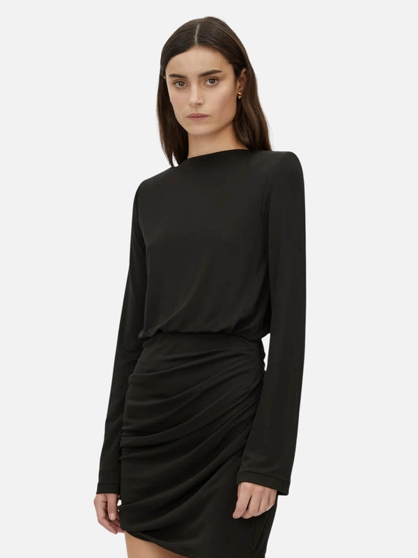 Perlu Paloma Long Sleeve Mini Dress - Black