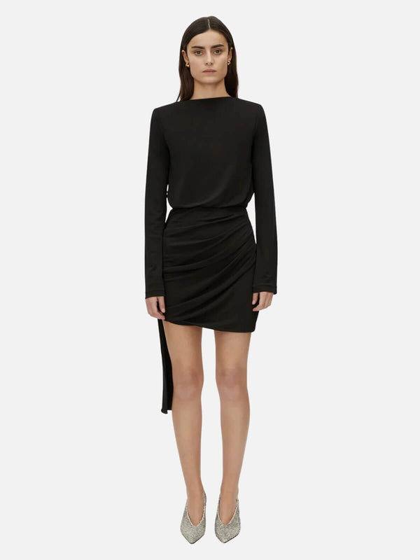 perlu Paloma Long Sleeve Mini Dress - Black