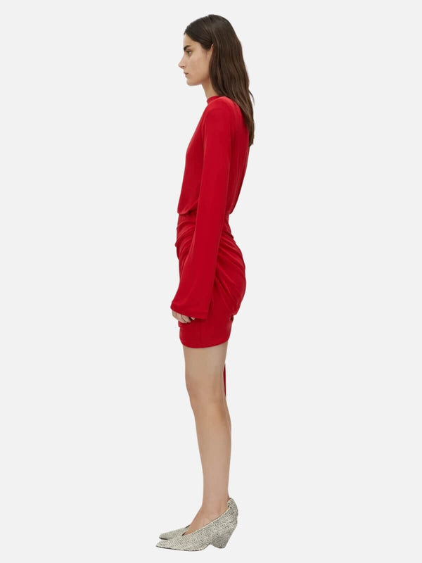 Perlu Paloma Long Sleeve Mini Dress - Scarlet