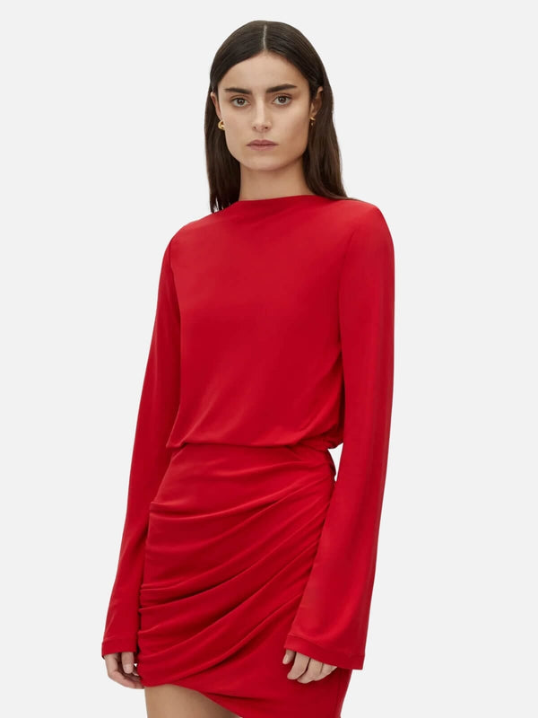 Perlu Paloma Long Sleeve Mini Dress - Scarlet