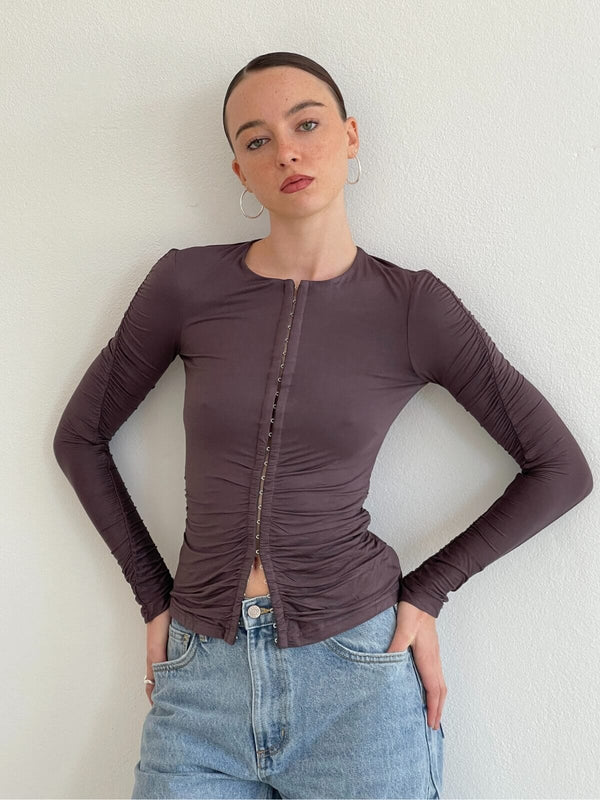 Perlu Pernille Ruched Top - Cognac