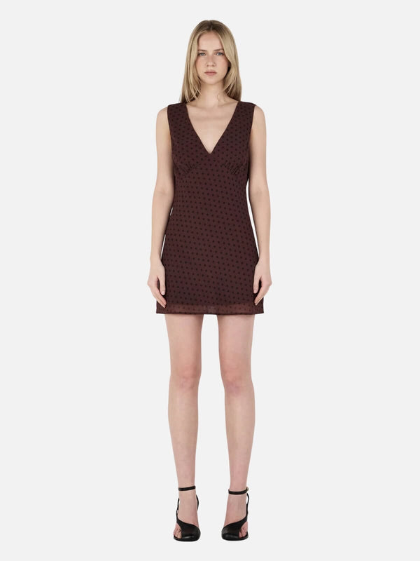Perlu Quinn Mini Dress - Chocolate Polka