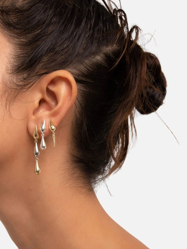 Perlu Rainfall Chain Studs: 18K Gold Plating