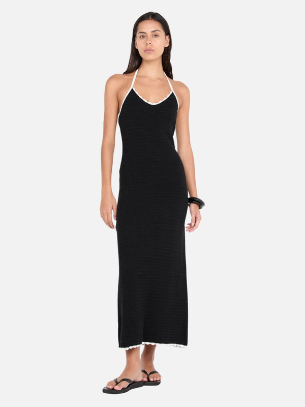 perlu Ravyn Halter Maxi Dress - Black/White