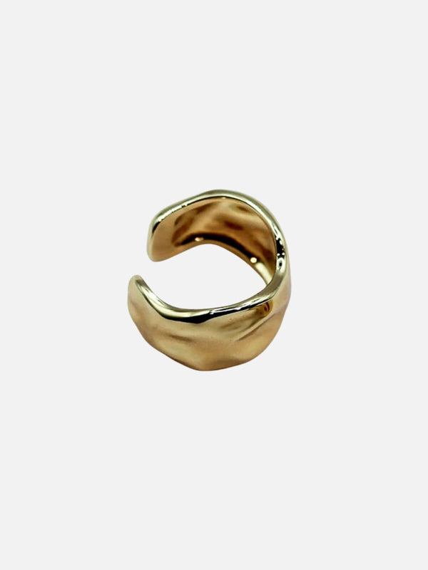 perlu Rippled Shield Ring: Brass + 18K Gold Plating