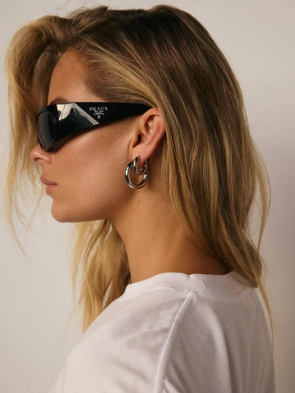 Perlu Rogue Huggie Earrings - Silver