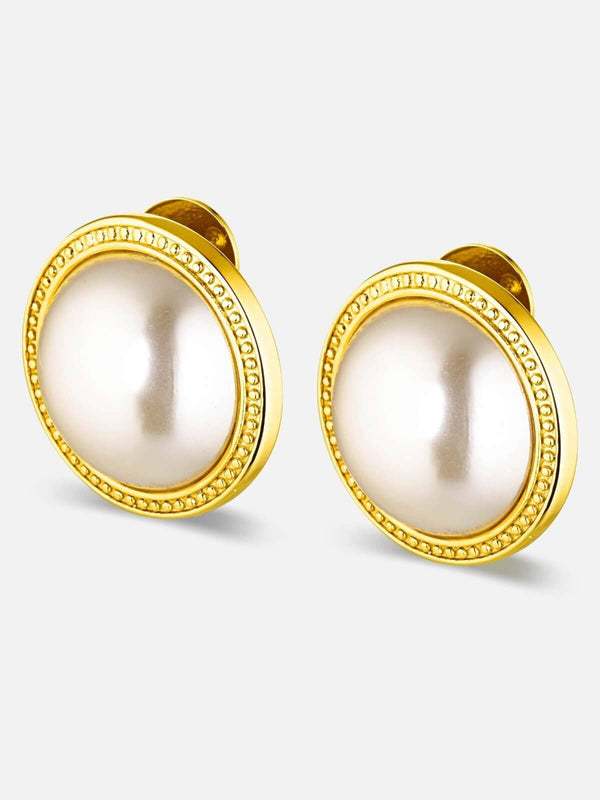 perlu Rue Cler Pearl Earrings - Gold