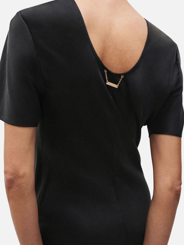 Perlu Short Sleeve Bias Dress - Black