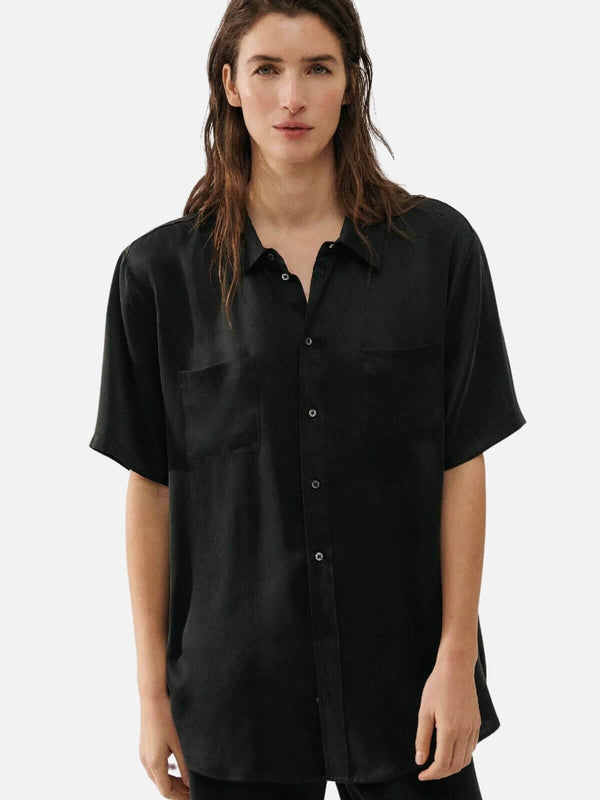 Perlu Short Sleeve Boyfriend Shirt - Black