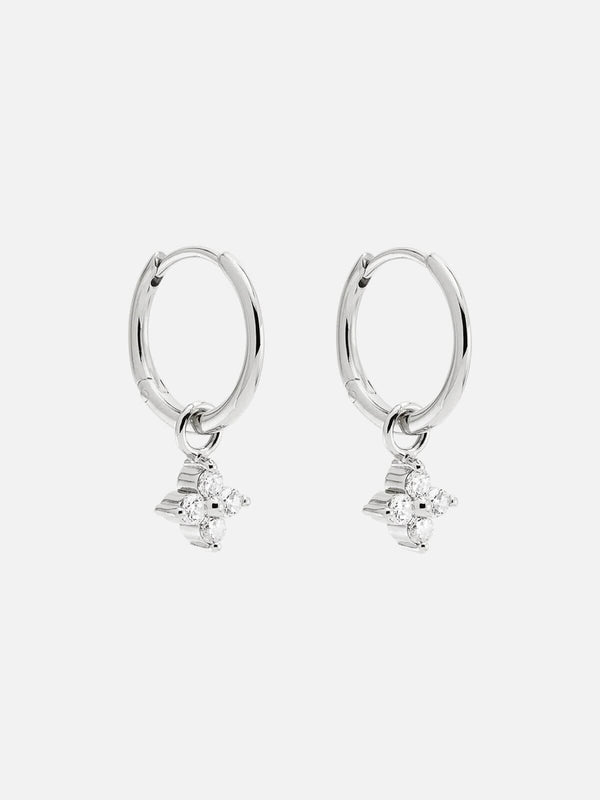 perlu Sterling Silver Crystal Bloom Hoops