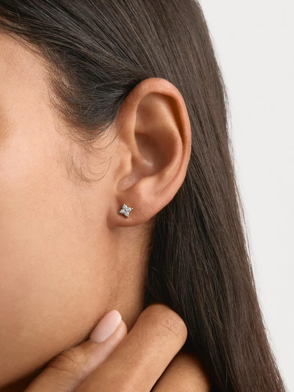 Perlu Sterling Silver Crystal Bloom Stud Earrings