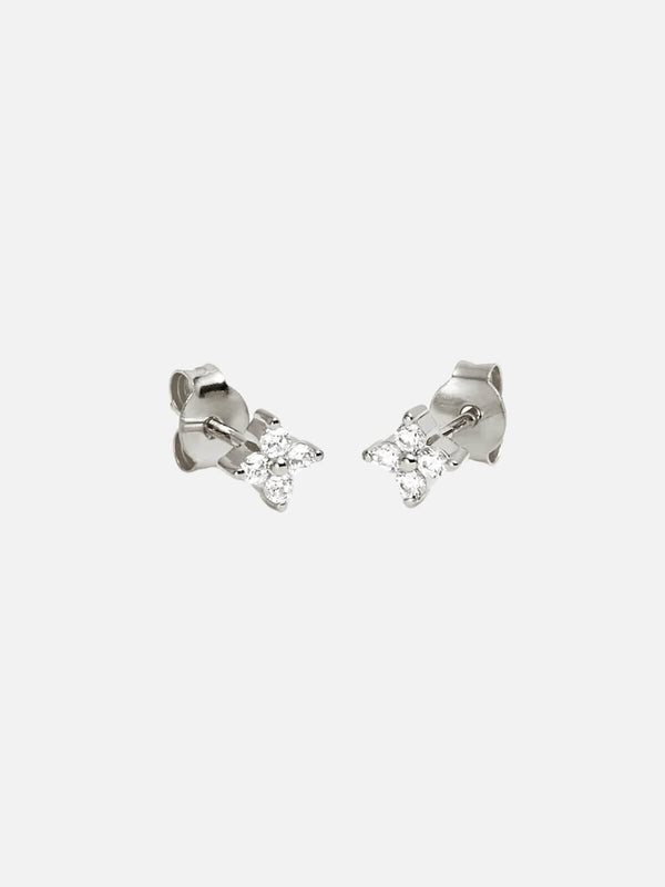 perlu Sterling Silver Crystal Bloom Stud Earrings