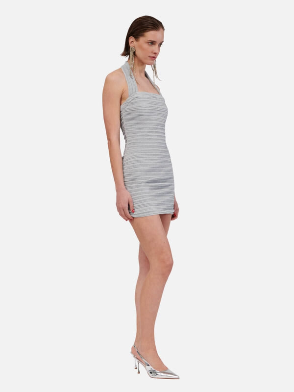 Perlu Stevie Mini Halter Dress - Silver