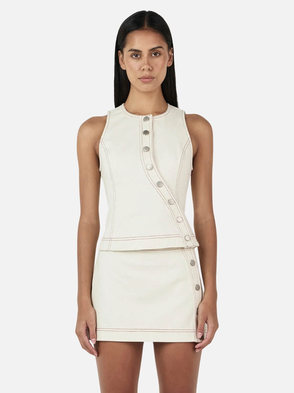 perlu Sylvie Denim Top - Ecru