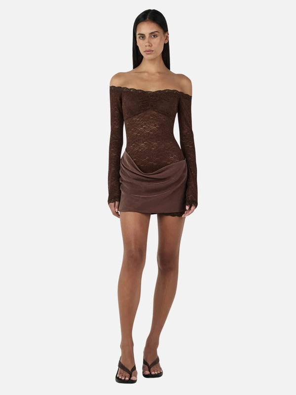 perlu Tahnee Mini Dress - Chocolate